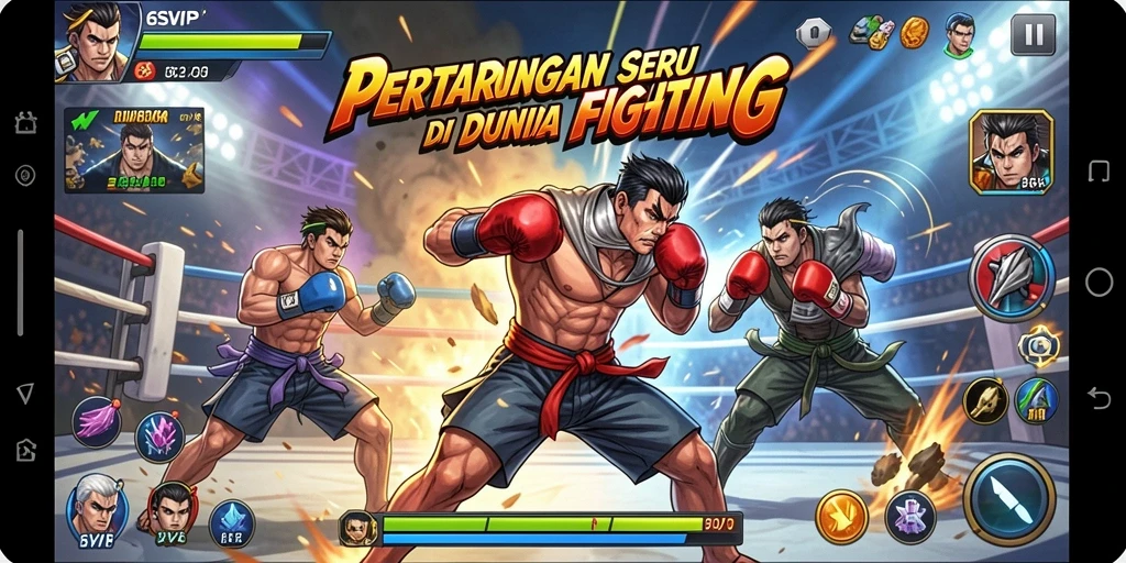 Menampilkan pertarungan intens dalam 6SVIP dengan berbagai karakter aksi.