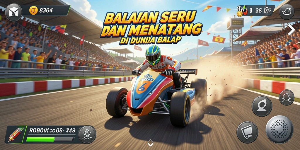 Gameplay menarik dalam balapan mobil di 8364.