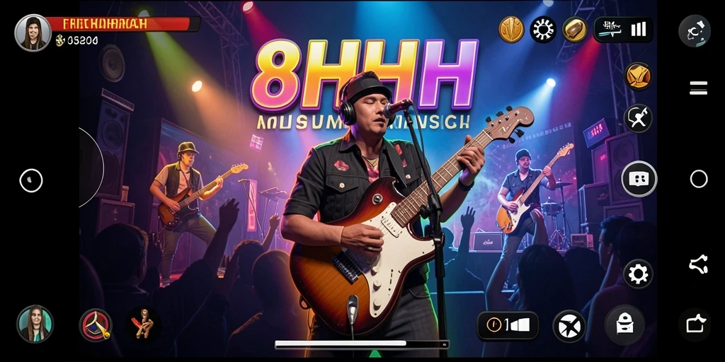 Tampilan gameplay 8HHH yang menarik dengan elemen musik interaktif.