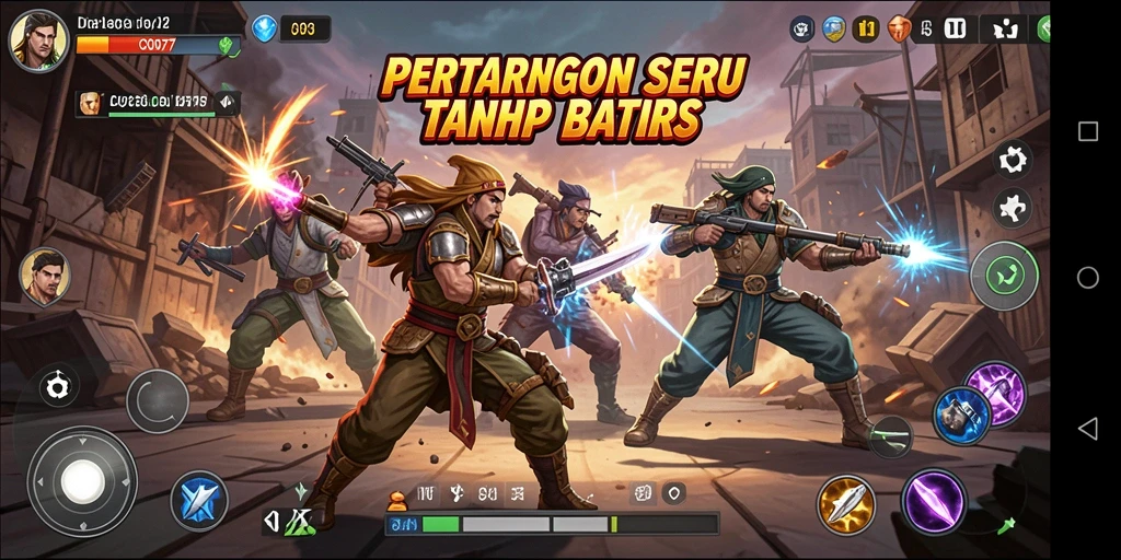 Tampilan gameplay C0077 dengan aksi pertarungan yang mengesankan.