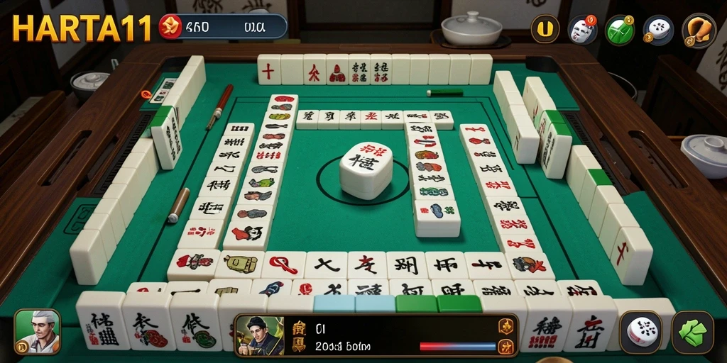 Tampilan gameplay HARTA11 yang menampilkan grafis Mahjong yang menarik.
