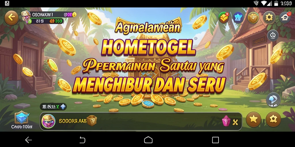 Tampilan gameplay HOMETOGEL yang ceria dan menyenangkan.
