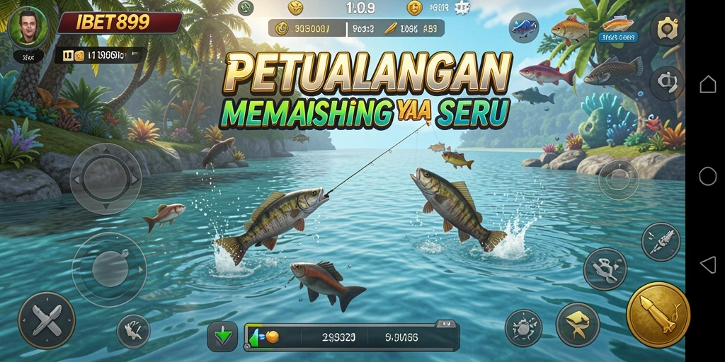 Tampilan gameplay seru dalam IBET899 saat memancing ikan.