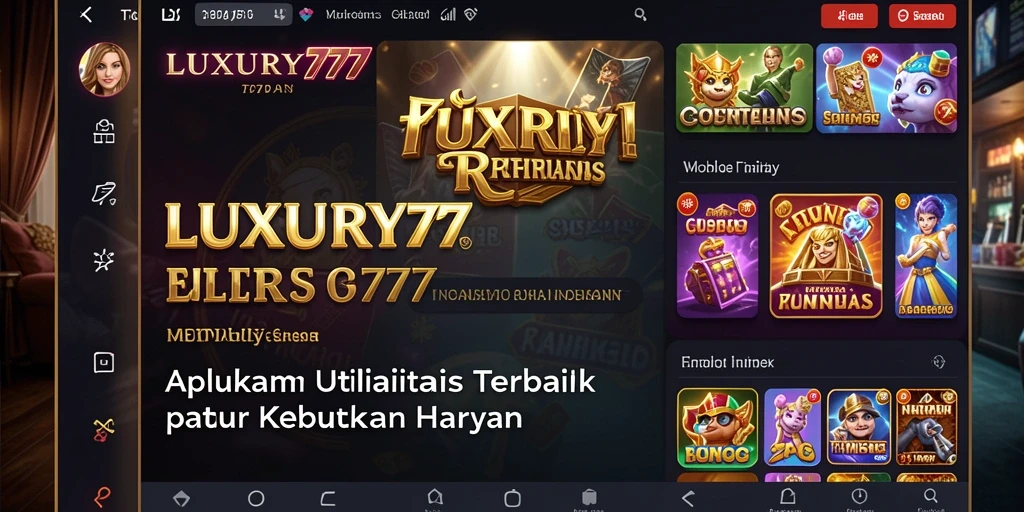 Tangkapan layar utama pengguna LUXURY777 yang menampilkan fitur utilitas.