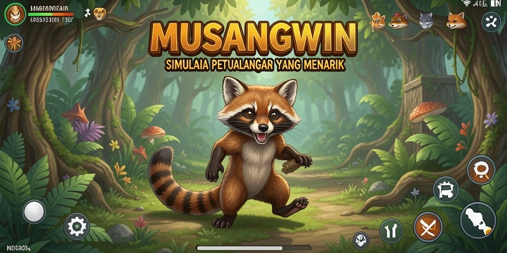 Tampilan gameplay MUSANGWIN yang menampilkan petualangan seru musang.