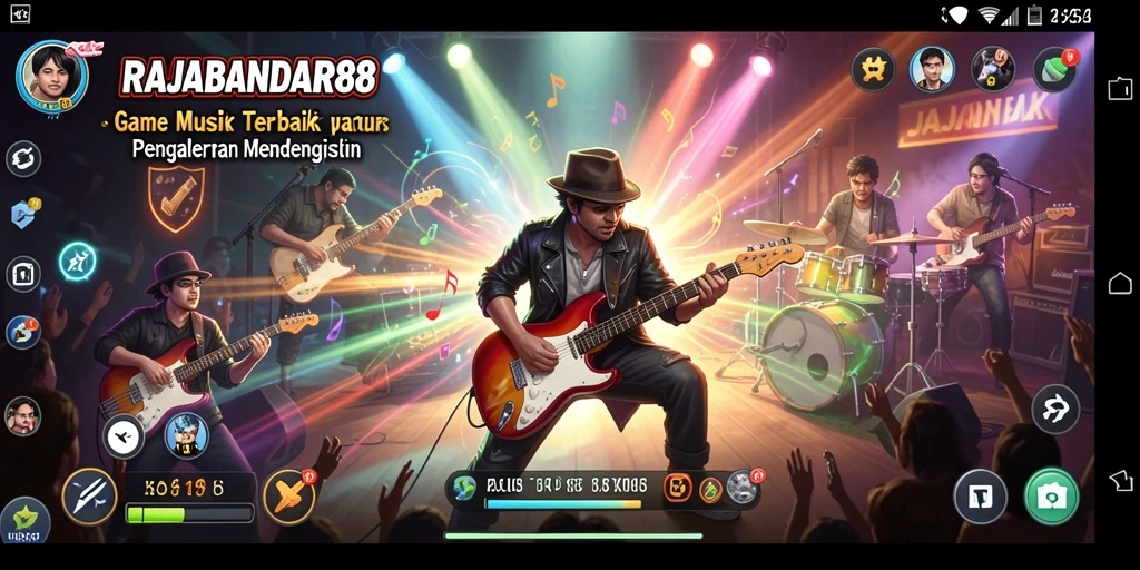 Screenshot dari gameplay RAJABANDAR88 menampilkan koleksi musik yang kaya.