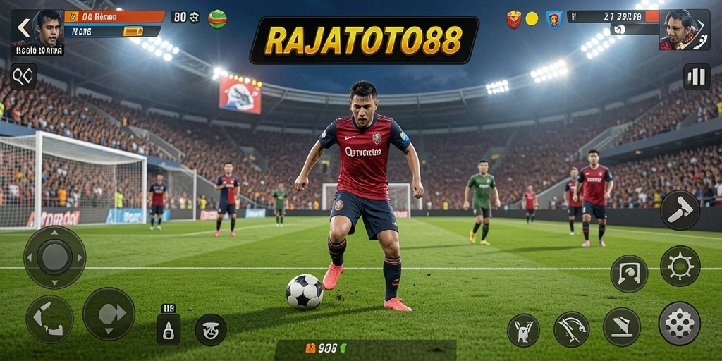 Tangkapan layar gameplay RAJATOTO88 menunjukkan aksi pertandingan olahraga yang seru.