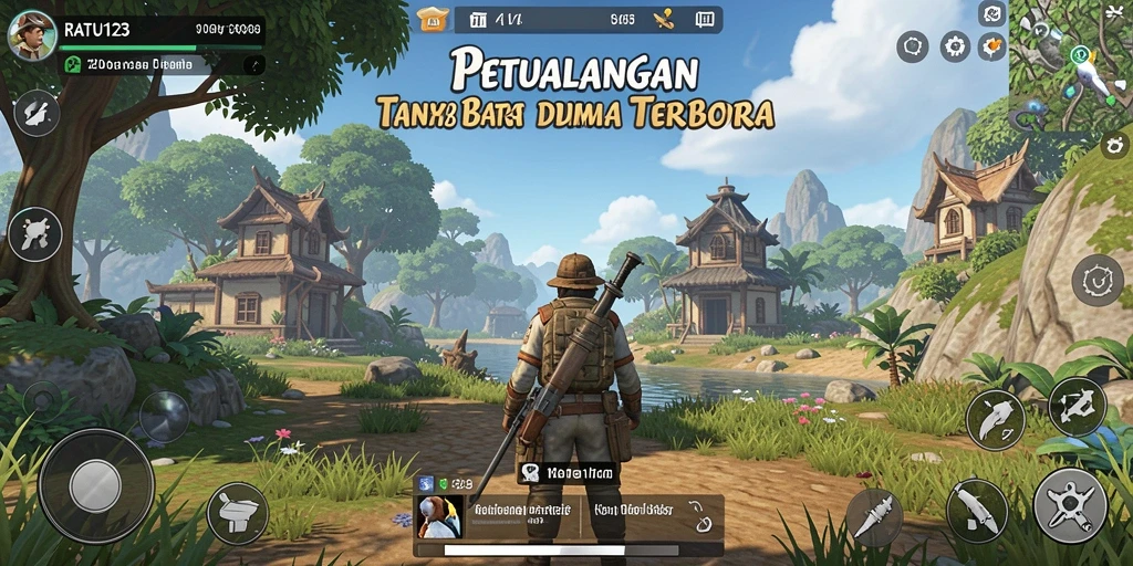 Tampilan layar gameplay <strong>RATU123</strong> yang menampilkan petualangan di dunia terbuka.