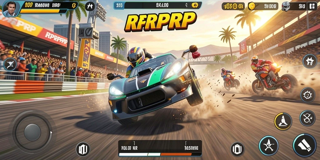 Tampilan gameplay balapan yang seru di RPRPRP.