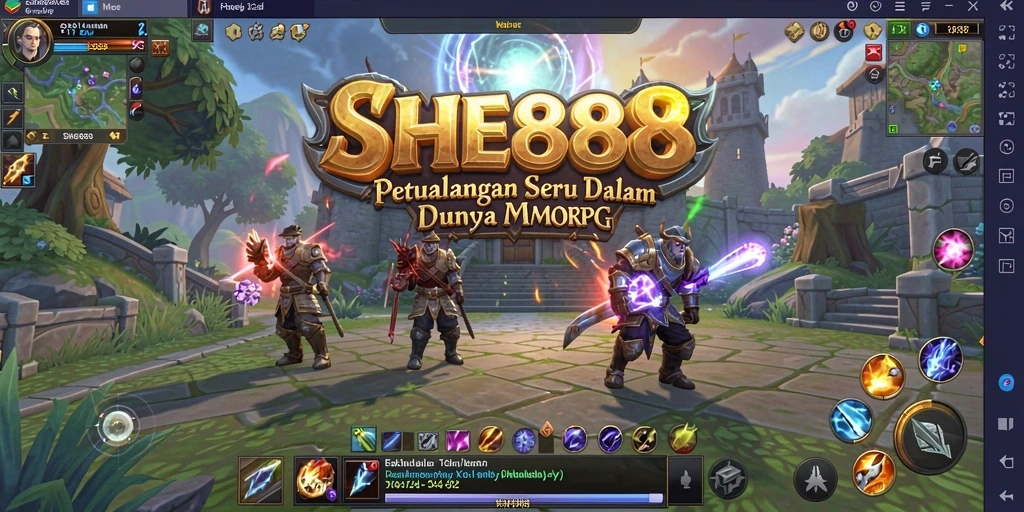 Tampilan gameplay SHE888 dengan pertarungan seru dalam dunia MMORPG.