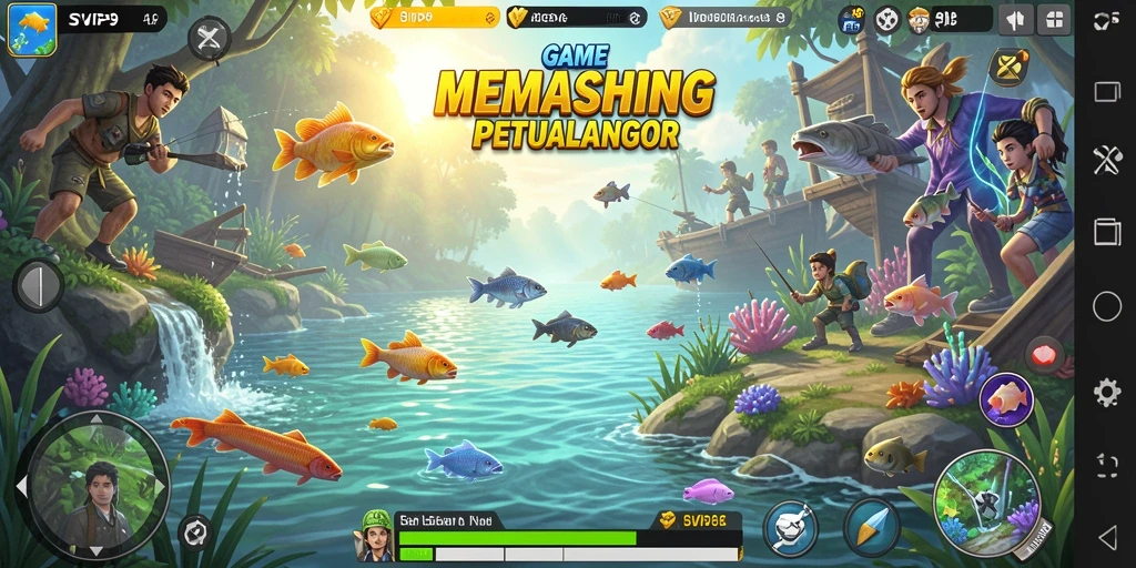 Tampilan gameplay menarik dari SVIP9 saat memancing di lautan.