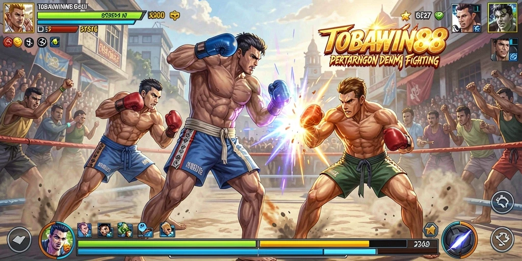 Tampilan gameplay Fighting yang menegangkan di TOBAWIN88.