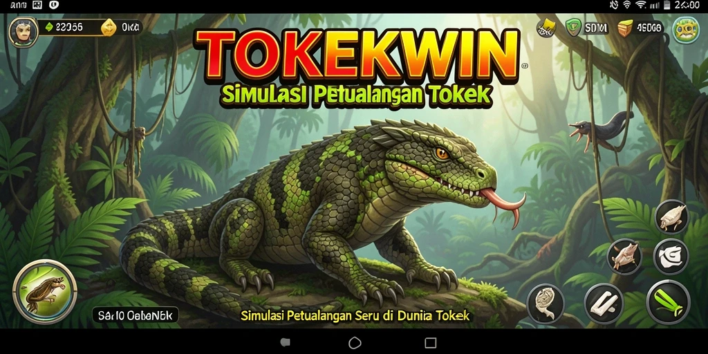 Tampilan gameplay TOKEKWIN menunjukkan serunya simulasi dunia tokek.