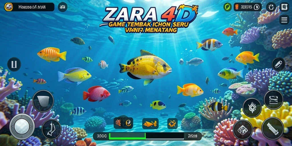 Tampilan gameplay seru ZARA4D saat menembak ikan.